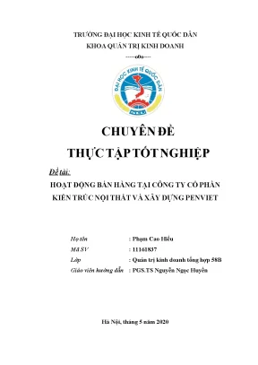 Chuyên đề thực tập hoạt động bán hàng tại công ty cổ phần kiến trúc nội thất và xây dựng penviet