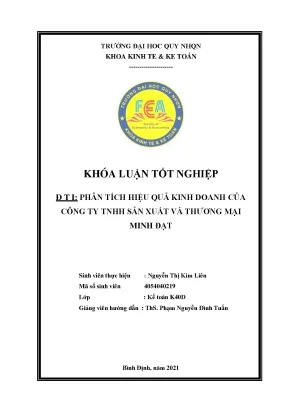 Phân tích hiệu quả kinh doanh của công ty tnhh sản xuất và thương mại minh đạt