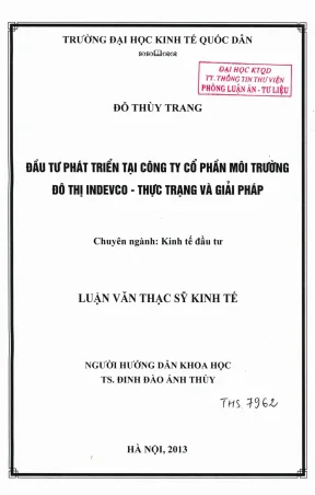 Đầu tư phát triển tại công ty cổ phần môi trường đô thị indevco thực trạng và giải pháp
