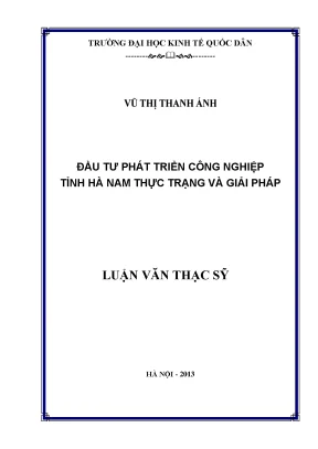 Đầu tư phát triển công nghiệp tỉnh hà nam thực trạng và giải pháp