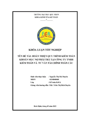 Hoàn thiện quy trình kiểm toán khoản mục nợ phải trả tại công ty tnhh kiểm toán và tư vấn tài chính toàn cầu