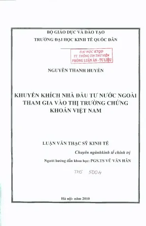 Khuyến khích nhà đầu tư nước ngoài tham gia vào thị trường chứng khoán việt nam
