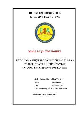 Kế toán chi phí sản xuất và giá thành sản phẩm xây lắp tại công ty tnhh tổng hợp tân định