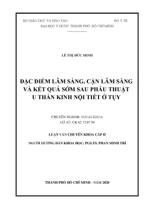 Đặc điểm lâm sàng cận lâm sàng và kết quả sớm sau phẫu thuật u thần kinh nội tiết của tụy