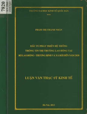 Đầu tư phát triển hệ thống thông tin thị trường lao động tại bộ lao động thương binh và xã hội đến năm 2020