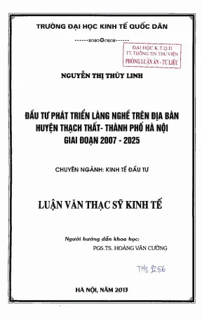 Đầu tư phát triển làng nghề trên địa bàn huyện thạch thất thành phố hà nội giai đoạn 2007 2025