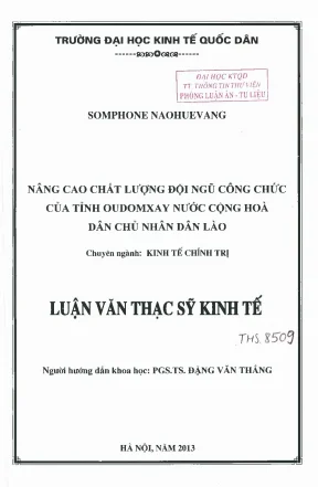 Nâng cao chất lượng đội ngũ công chức của tỉnh oudomxay nước cộng hoà dân chủ nhân dân lào