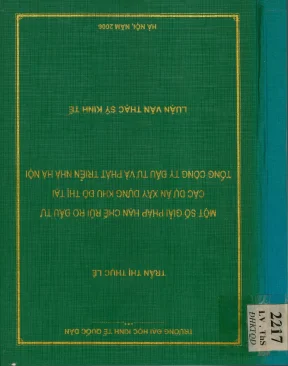 Một số giải pháp hạn chế rủi ro đầu tư các dự án xây dựng khu đô thị tại tổng công ty đầu tư và phát triển nhà hà nội