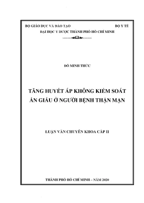 Tăng huyết áp không kiểm soát ẩn giấu ở người bệnh thận mạn