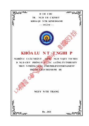 Nghiên cứu các nhân tố ảnh hưởng đến quyết định sử dụng dịch vụ phóng sự cưới của công ty tnhh mtv truyền thông và giải trí philip entertaiment