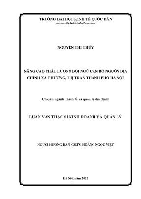 Nâng cao chất lượng đội ngũ cán bộ nguồn địa chính xã phường thị trấn thành phố hà nội