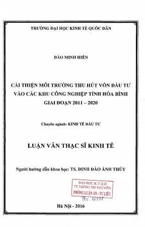 Cải thiện môi trường thu hút vốn đầu tư vào các khu công nghiệp tỉnh hòa bình giai đoạn 2011 2020