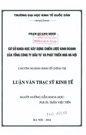 Cơ sở khoa học xây dựng chiến lược kinh doanh của tổng công ty đầu tư và phát triển nhà hà nội