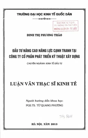 Đầu tư nâng cao năng lực cạnh tranh tại công ty cổ phần phát triển kỹ thuật xây dựng