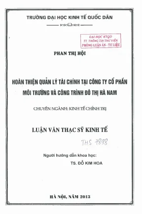 Hoàn thiện quản lý tài chính tại công ty cổ phần môi trường và công trình đô thị hà nam