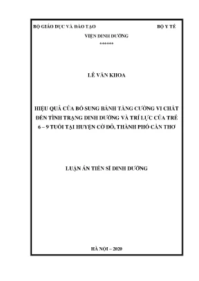 Hiệu quả của bổ sung bánh tăng cường vi chất đến tình trạng dinh dưỡng và trí lực của trẻ 6 9 tuổi tại huyện cờ đỏ thành phố cần thơ