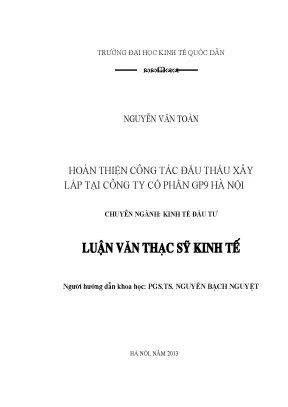 Hoàn thiện công tác đấu thầu xây lắp tại tại công ty cổ phần gp9 hà nội