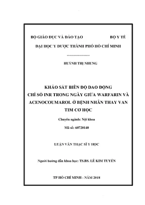 Khảo sát biên độ dao động chỉ số inr trong ngày giữa warfarin và acenocoumarol ở bệnh nhân thay van tim cơ học