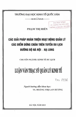 Các giải pháp hoàn thiện hoạt động quản lý các điểm dừng chân trên tuyến du lịch đường bộ hà nội hạ long