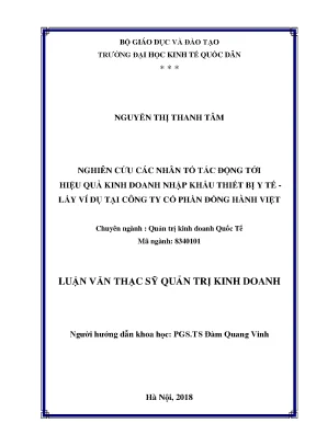 Nghiên cứu các nhân tố tác động tới hiệu quả kinh doanh nhập khẩu thiết bị y tế lấy ví dụ tại công ty cổ phần đồng hành việt