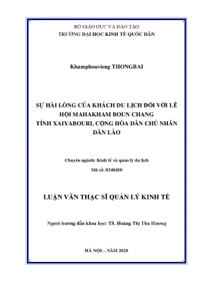 Sự hài lòng của khách hàng du lịch đối với lễ hội mahakham boun chang tỉnh xaiyabouri cộng hoà dân chủ nhân dân lào