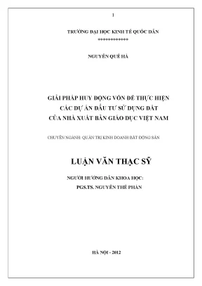 Giải pháp huy động vốn để thực hiện các dự án đầu tư sử dụng đất của nhà xuất bản giáo dục việt nam