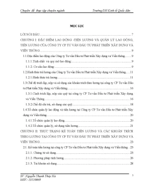 Chuyên đề thực tập kế toán tiền lương và các khoản trích theo lương ở công ty cổ phần tư vấn đầu tư phát triển xây dựng và viễn thông