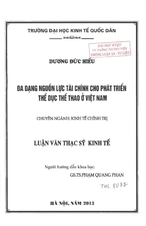 Đa dạng nguồn lực tài chính cho phát triển thể dục thể thao ở việt nam