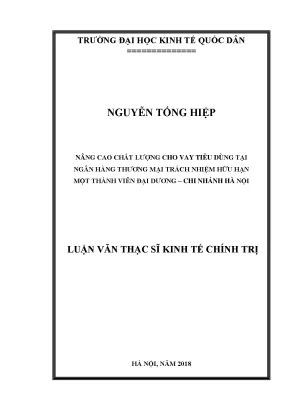 Nâng cao chất lượng cho vay tiêu dùng tại ngân hàng thương mại trách nhiệm hữu hạn một thành viên đại dương chi nhánh hà nội