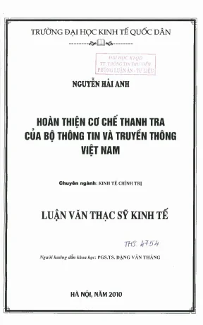 Hoàn thiện cơ chế thanh tra của bộ thông tin và truyền thông việt nam
