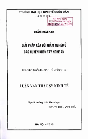 Giải pháp xóa đói giảm nghèo ở các huyện miền tây nghệ an