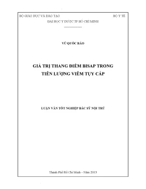 Giá trị thang điểm bisap trong tiên lượng viêm tuỵ cấp