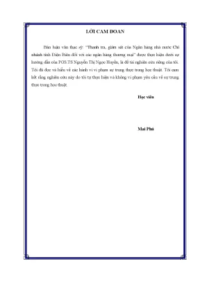 Thanh tra giám sát của ngân hàng nhà nước chi nhánh tỉnh điện biên đối với các ngân hàng thương mại
