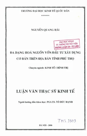 Đa dạng hoá nguồn vốn đầu tư xây dựng cơ bản trên địa bàn tỉnh phú thọ