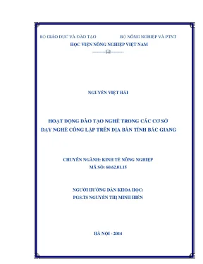 Hoạt động đào tạo nghề trong các cơ sở dạy nghề công lập trên địa bàn tỉnh bắc giang