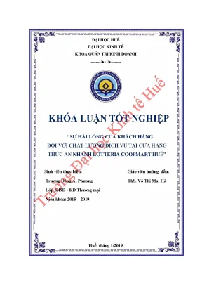 Sự hài lòng của khách hàng đối với chất lượng dịch vụ tại cửa hàng thức ăn nhanh lotteria coopmart huế