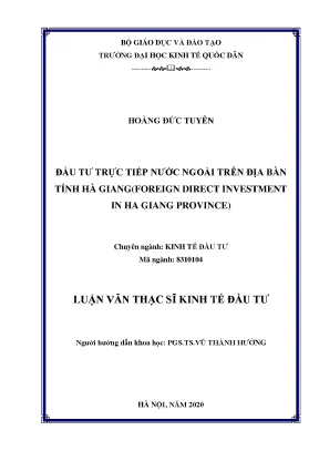 Đầu tư trực tiếp nước ngoài trên địa bàn tỉnh hà giang