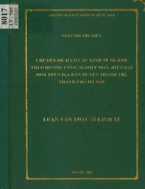 Chuyển dịch cơ cấu kinh tế ngành theo hướng công nghiệp hoá hiện đại hoá trên địa bàn huyện thanh trì thành phố hà nội