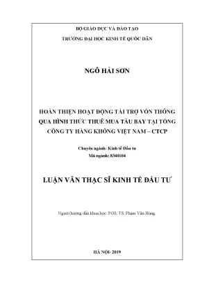 Hoàn thiện hoạt động tài trợ vốn thông qua hình thức thuế mua tàu bay tại tổng công ty hàng không việt nam cctp