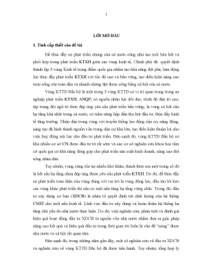 Đầu tư xây dựng cơ bản từ nguồn vốn nhà nước của vùng kinh tế trọng điểm bắc bộ giai đoạn 2005 2015