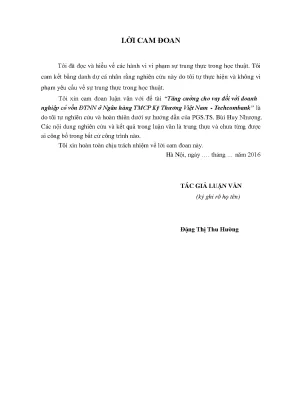 Tăng cường cho vay đối với doanh nghiệp có vốn đtnn ở ngân hàng tmcp kỹ thương việt nam techcombank