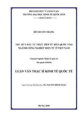 Thu hút đầu tư trực tiếp từ hàn quốc vào ngành công nghiệp điện tử ở việt nam