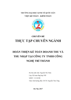 Chuyên đề thực tập hoàn thiện kế toán doanh thu và thu nhập tại công ty tnhh công nghệ trí thành
