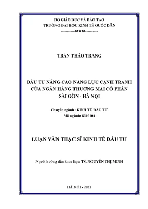 Đầu tư nâng cao năng lực cạnh tranh của ngân hàng thương mại cổ phần sài gòn hà nội