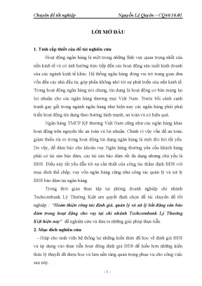 Chuyên đề thực tập hoàn thiện công tác định giá quản lý và xử lý bất động sản bảo đảm trong hoạt động cho vay tại chi nhánh techcombank lý thường kiệt hiện nay