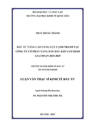 Đầu tư nâng cao năng lực cạnh tranh tại công ty cổ phần xăng dầu dầu khí nam định giai đoạn 2015 2025