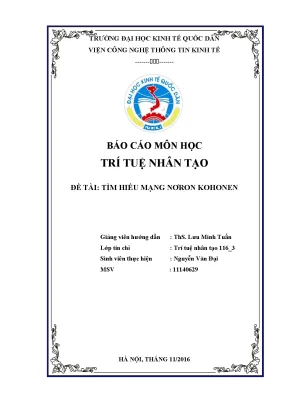 Đề tài nghiên cứu tìm hiểu mạng nơron kohonen