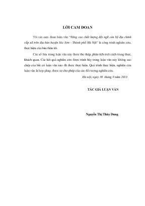 Nâng cao chất lượng đội ngũ cán bộ địa chính cấp xã trên địa bàn huyện sóc sơn thành phố hà nội