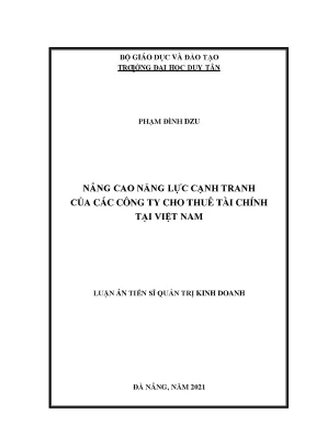Nâng cao năng lực cạnh trang của các công ty cho thuê tài chính tại việt nam