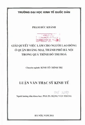 Giải quyết việc làm cho người lao động ở quận hoàng mai thành phố hà nội trong quá trình đô thị hóa